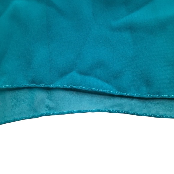Teal Vintage Chiffon Square Sheer Scarf Kerchief 27.5”‎ - Picture 6 of 8